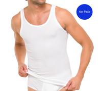 4 Schiesser Hombre Camiseta Interior, 0/0 Brazo, Acanalado Doble Algodón Basic -