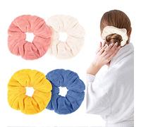 4 Scrunchies Grandes de Secado de Microfibra Scrunchies de Cabello Mojado Scrunchies de Pelo de Toalla Suave Soporte de Cola de Caballo Peludo para Accesorios Cabello (Colores Clásicos)