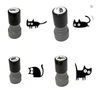 4 sellos de gatito negro de dibujos animados, sello de gato negro para manualidades, álbumes de recortes, manualidades, para inspirar y alentar la enseñanza en el aula, actividades activas, profesor