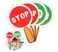 4 señales de tráfico Stop and Go, luces de mano de doble cara para niños que enseñan seguridad en el tráfico, señales de juego de luz roja y verde, enseñanza de seguridad del tráfico al cruzar la