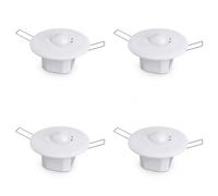 4 sensores de movimiento de microondas empotrables 360°, detector de presencia para techo, distancia 2-16 m, orificio 60-85 mm, D97 mm, sensibilidad Lux ajustable, temporizador 10s-30min, 220 V máx