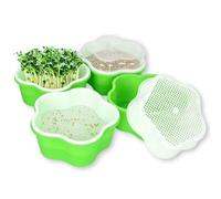 4 Set Bandejas sin Tierra Semilleros de Germinacion para Microgreens | Germinador Hidropónico Reutilizable de plástico sin BPA, Hierba gatera, Brotes de soja, Bandejas de cultivo de Microgreens