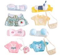 4 Set Ropa de Animales de Peluche, 12 Pato de Lujoso Kawaii muñeca muñeca Juego de Ropa con Diadema y Bolsa Colorida de Pato de Bricolaje para niñas Chicas, Juguetes