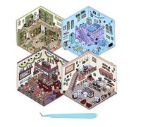 4 Sets 3d Scene Stickers, 3d Sticker Scene, 3d House Stickers, Sticker Scenes for Adult Kids (B)