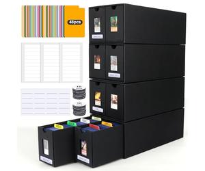 4 Sets Caja de Tarjetas Coleccionables de 7400 Tarjetas, Caja de Top Loaders de 1350 Toploaders de 3" x 4" 35PT Caja de Almacenamiento con 48 Separadores Card Box para TCG MTG PTCG Pokemon