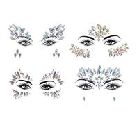 4 sets Face Gems Maquillaje luminoso Pegatizas de tatuaje temporal, Pegatinas de brillo de cristal Joyas Rainbow Lágrimas Drinestona para mujeres Festival de música Carnival Accesorios Rave Rave