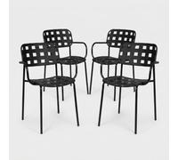 4 sillas apilables con reposabrazos de acero para exteriores Clover YES - Negro