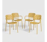 4 sillas con reposabrazos de acero para exteriores apilables Clover YES - Amarillo