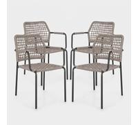 4 sillas de exterior con reposabrazos y asiento de cuerda Rajada Bizzotto - Beige