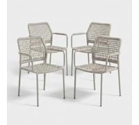 4 sillas de exterior con reposabrazos y asiento de cuerda Rajada Bizzotto - Gris