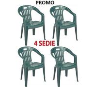 4 Sillas Sillón Resina Piona Verde Apilables CM.56x55xH78 Muebles Jardín