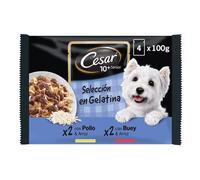 4 sobres x 100 g Cesar Carnes Mixtas Gelatina en Bolsita para Perros Senior