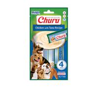 4 sobres x 14 g Churu Snack Cremoso Receta de Pollo con Atún para perros