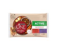4 sobres x 85 g One Adult Mini Small Active Buey y Pato en Salsa sobre para perros