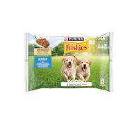 4 sobres x 85 g Purina Friskies Comida Humeda para perros jóvenes, con pollo y zanahoria