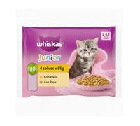 4 sobres x 85 g Whiskas Pure Delight Junior Selección Aves Gelatina en Bolsita para gatos