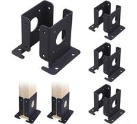 4 soportes ajustables resistentes de 4 x 4 para valla de madera, pérgola y barandilla de cubierta, anclajes de poste de valla negra de 3.5 x 3.5 pulgadas, con