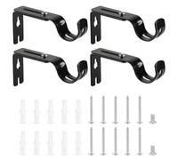 4 Soportes Barra Cortina 25 mm, Metal Negro Ajustables