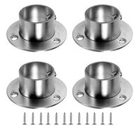 4 soportes de acero inoxidable for riel armario, soporte brida, base barra ropa, for cortina ducha (50 mm)(32mm)