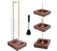 4 soportes de incienso para varillas, porta incienso de madera, porta incienso para bastón, equipado con un perfumado recogedor de cenizas