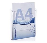 VITAdisplays 4 soportes de pared para folletos DIN A4, soporte de pared transparente para folletos DIN A4, soporte de pared para folletos y catálogos