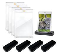 4 soportes magnéticos para tarjetas 35PT con soporte para tarjetas coleccionables, juego de fundas para tarjetas coleccionables con soporte para tarjetas, soporte para tarjetas de Pokemon, fundas