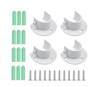4 soportes para barra de armario de acero inoxidable de 28 mm, soporte de barra de cortina con tornillos para cortina de armario de baño (blanco)