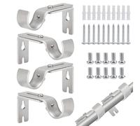 4 soportes para barra de cortina, 9,3 x 5 x 4 cm, ganchos para barra de cortina, ajustables, incluye diez tornillos, diez tapas de rosca blancas y diez tornillos de cabeza plana, para sala de estar