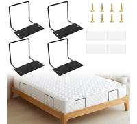 4 soportes para colchón antideslizamiento: soporte para colchón para marco de cama con cinta adhesiva de doble cara y tornillos, soporte para colchones, tope antideslizante para marco de cama
