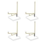 4 soportes para cristal de acrílico, soporte de roca de 5 x 5 cm, base con brazo de metal ajustable para piedras preciosas, fósiles, minerales de cristal
