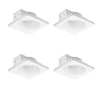 4 soportes para foco de yeso empotrables cuadrados, 120 x 120 x 45 mm, interior redondo, foco de techo para cartón yeso, se puede pintar antideslumbramiento, portalámparas GU10, conector rápido