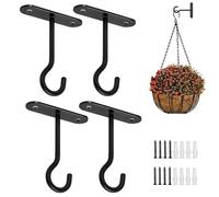 4 soportes para macetas, ganchos de pared de 10 cm para cestas colgantes, ganchos para macetas, soporte para plantas, soporte para plantas colgantes, ganchos de pared para plantas domésticas (negro)