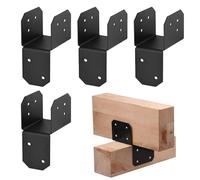 4 Soportes Para Postes De Madera - Juego De Conectores Para Colgar Vigas De Montaje De Acero | Diseño De De Fijación De Soporte Estructural De Alta Carga, Solución De Hardware De Instalación D