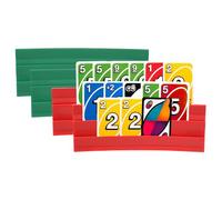 4 soportes para tarjetas de juego, 3 rampas, soporte para cartas de póker/UNO con soporte magnético para tarjetas de juego, diseño curvo para niños, adultos y mayores, artritis (2 rojos y 2 verdes)
