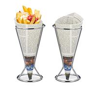 4 Soportes Patatas Fritas, Acero Inoxidable, Plateado, 16 x 9,5 cm