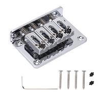 4 String Fixed Bridge, Metal Replacement for Electric Guitar Bass Ukulele, Color Plata - Resistente a la Corrosión, Fácil Instalación, Compatible Multifuncional