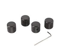 4 Stück Metall-Gitarrenknöpfe, flache Oberseite, Kuppelform, Volumen- und Tonregler-Knopfset, Vintage-Blumen-Design, Zubehör für E-Gitarren mit Schraubenschlüssel für Musiker und (GD139C Negro)