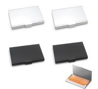 4 Stück Visitenkartenetui,Visitenkarten Etui,Metall Visitenkarten,Visitenkarten-Etuis,Superleichter Visitenkartenhalter,Visitenkarten Etuis,Pocket Metall Kartenetui für Reisen Und Business, negro y
