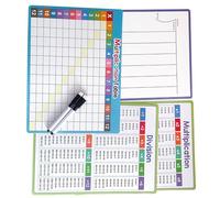 4 tablas de aprendizaje de multiplicación y división borrables para ejercicios de matemáticas de estudiantes con tabla de práctica y práctica de división de multiplicación
