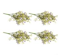 4 tallos florales falsos de Gypsophila para ramos de boda, coronas, centros de mesa y usos decorativos (morado)