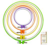 4 tamaños, marco de bordado de plástico, multicolor redondo, juego de aros de bordado, plástico, círculo, punto de cruz, anillos para manualidades, costura, incluye 16 agujas de coser con ojal dorado