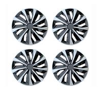 4 tapacubos universales Compatible with Ruedas R14, R15 y R16 de Repuesto Compatible with Llantas de Rueda, Accesorios Compatible with neumáticos de PP Compatible with SUV y camión.(R16 Black Silve)