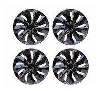 4 tapacubos universales Compatible with Ruedas R14, R15 y R16 de Repuesto Compatible with Llantas de Rueda, Accesorios Compatible with neumáticos de PP Compatible with SUV y camión.(R16 Bright Black)