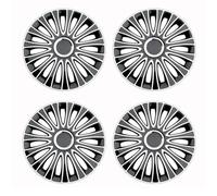 4 tapacubos universales Compatible with Ruedas R14, R15 y R16 de Repuesto Compatible with SUV y camión.(R14 Black White)