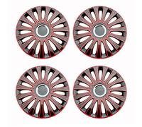 4 tapacubos universales Compatible with Ruedas R14, R15 y R16 de Repuesto Compatible with SUV y camión.(R16 Black Red)
