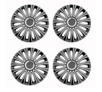 4 tapacubos universales Compatible with Ruedas R14, R15 y R16 de Repuesto Compatible with SUV y camión.(R14 Black Silve)