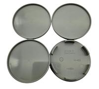 4 tapas de buje - 63 mm - Tapas - M-485 - Gris - Planas con borde - Soporte de plástico sin emblema