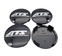 4 tapas de buje ATS de 60 mm, color negro brillante (N23), logotipo plateado, original
