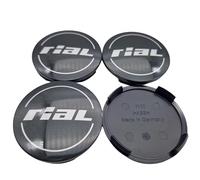 4 tapas de buje Rial Milano de 64 mm de titanio (N32) con logotipo plateado/gris (RIC) - Tapas originales para llantas/tapacubos