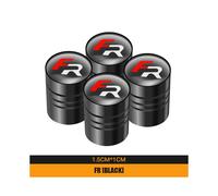 4 tapas de válvula de aluminio para neumáticos de coche (negro para FR) para Seat León, Cupra, Ibiza,